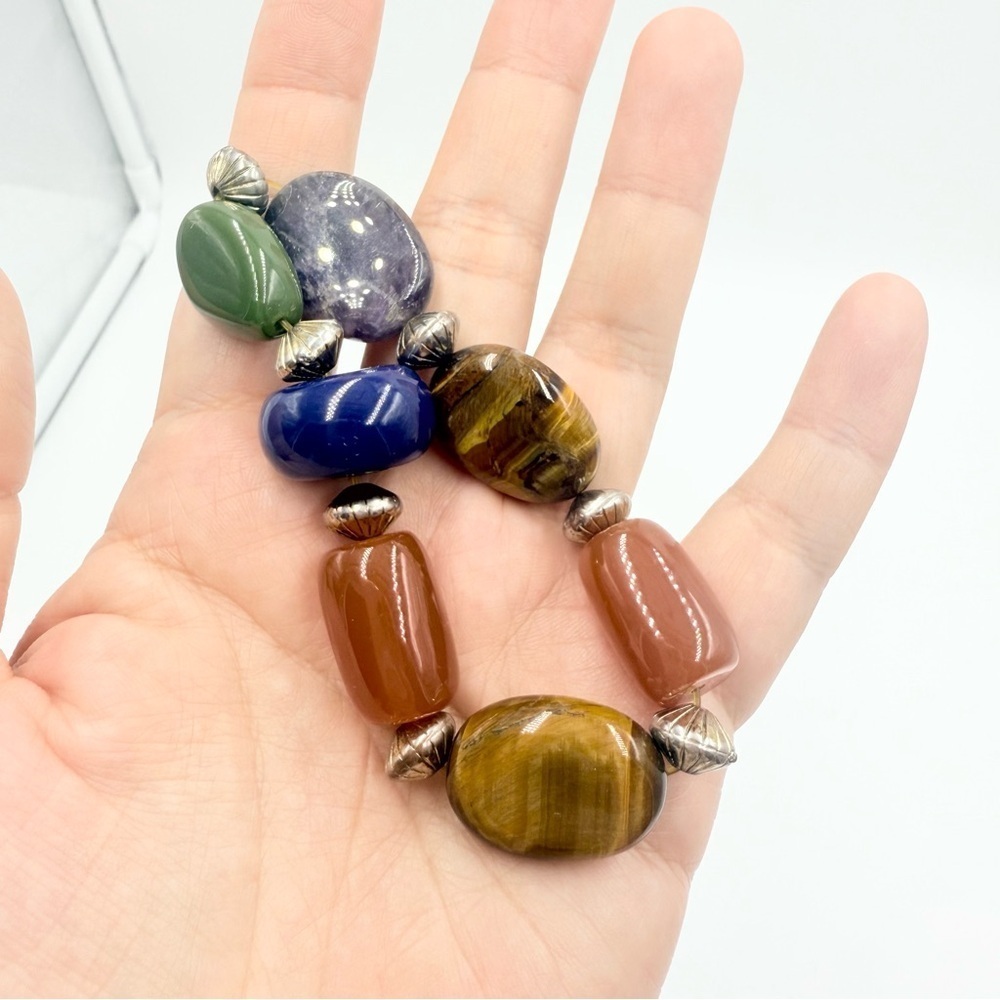 Multicolor Gemstone Chunky Beaded Stretch Bracelet